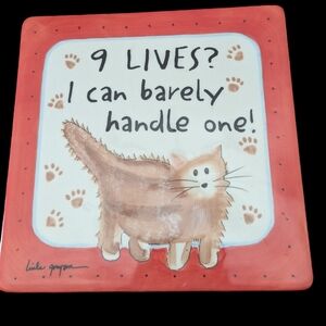 Nine Lives Cat tile wall hanging